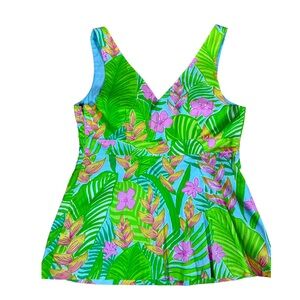LILLY PULITZER Sleeveless Floral Tropical Side Zip Tank  Sz 8